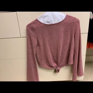 Cropped tie top sweater